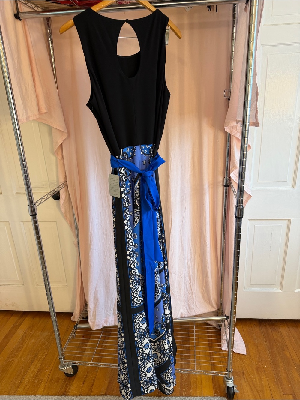 Eliza J Black & Blue Paisley Panel Maxi Skirt Dress - Picture 4 of 5